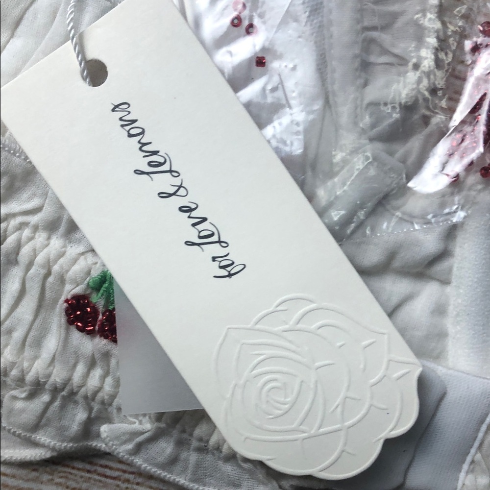 For Love And Lemons White Hand Beaded and Embroidered Cherry Halter Bralette - Picture 7 of 14